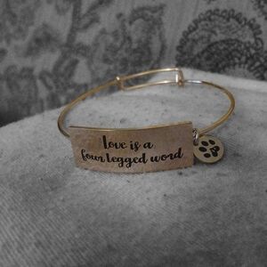 Engraved Silver Bracelet with Paw Charm